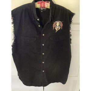 V Twin Motorcycle Sz XL Black Button Down Sleeveless Shirt Myrtle Beach 2006